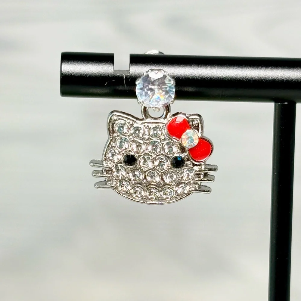 Hello Kitty‎ Crystal Earrings with Red Bow